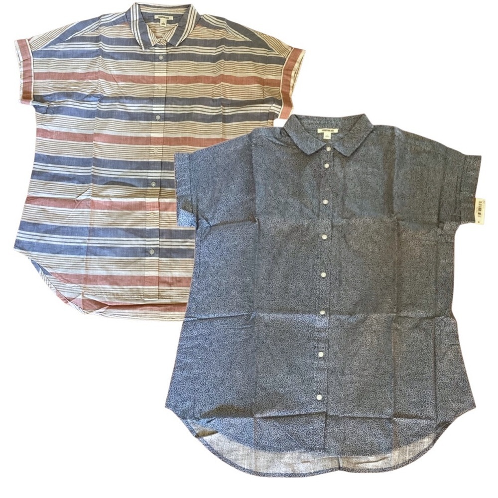 2‎ Goodthreads Cotton Tunic Short Sleeve Shirts, Size Large NEW